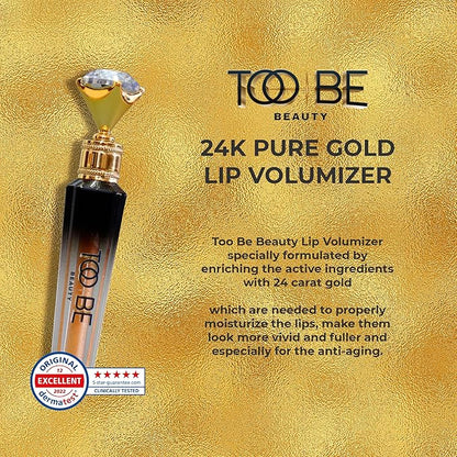 Too Be Beauty Lip Plumper Extreme, Lip Gloss with 24K Pure Gold, Youthful Lip Replenisher, Maximum Plump, Smoother and Extra Strength Lip Plumper, Visibly Volumizing and Anti-Aging Lip Moisturizer 5ml